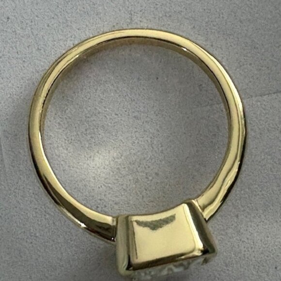 2.5CTW Square Moissanite Solitaire Engagement Ring 14k Yellow Gold Plated - Picture 5 of 6